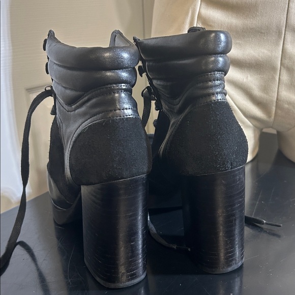 Bruno Ferrini Black Lace Up Women's Combat Leather & Suede Boots/GUC/No Box - Picture 5 of 11